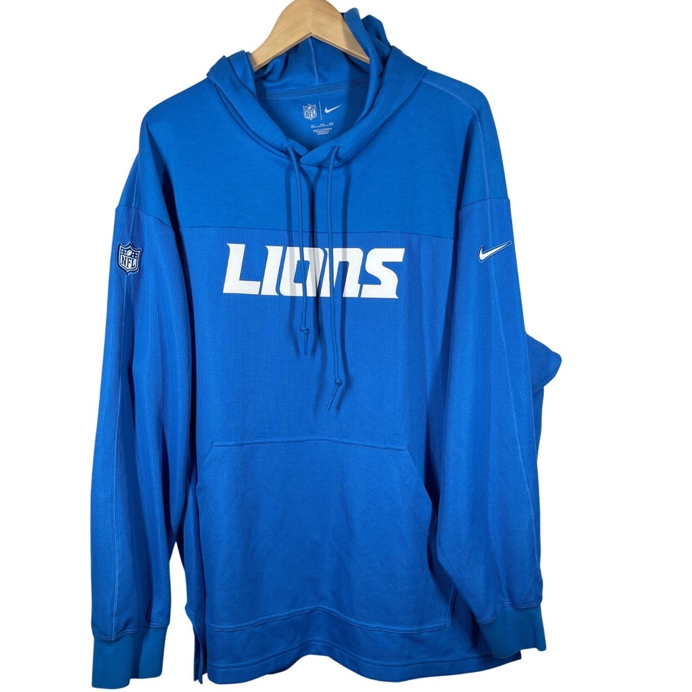 Nike NFL Detroit Lions Blue Textured Performance Sideline Hoodie XXL